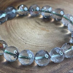 Garden Quartz beaded stretch bracelet 7” crystal healing beads 10mm scenic high
